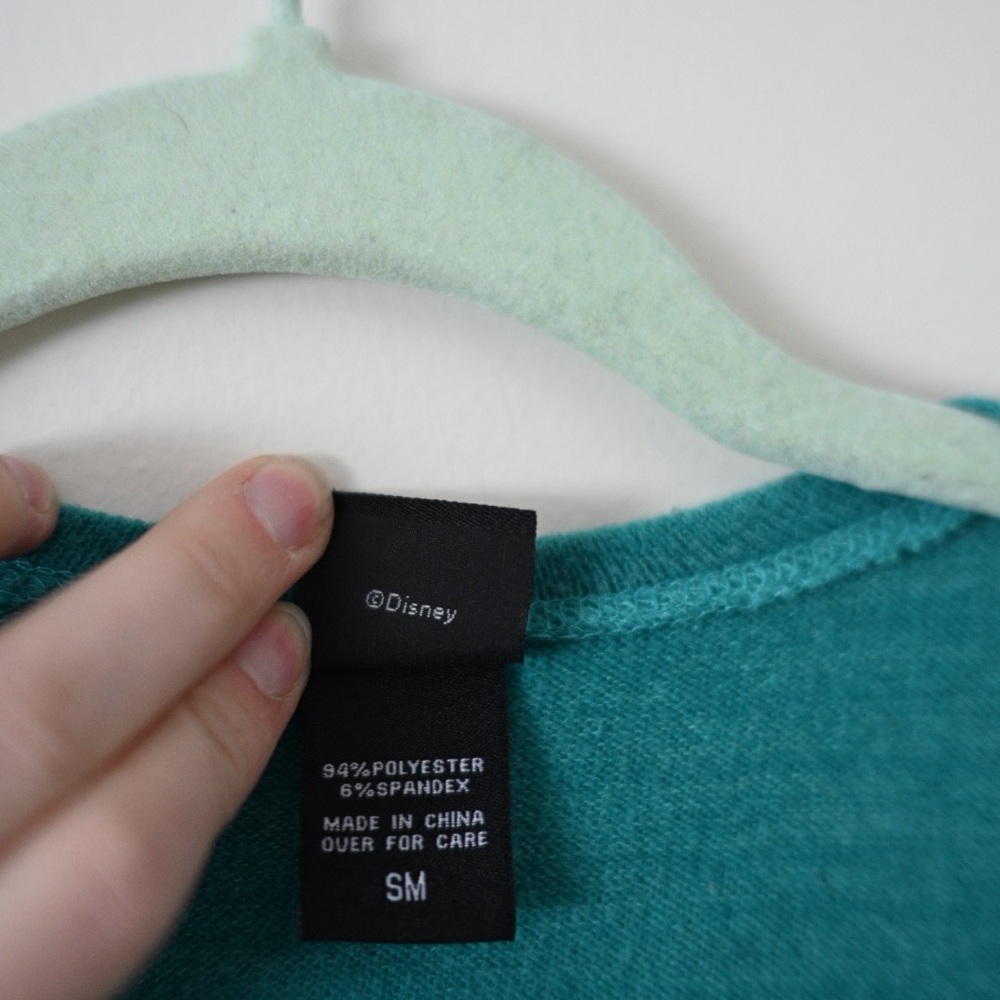 Disney Teal Cardigan with Aladdin & Jasmine Print - Open Sweater Size Small - Picture 6 of 10